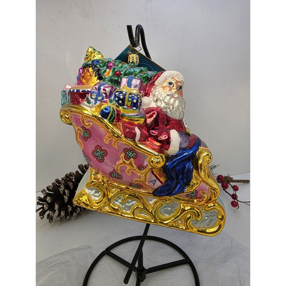 Christopher Radko Sleighride Spectacular Santa Sleigh Ornament 1012536 Poland 6"